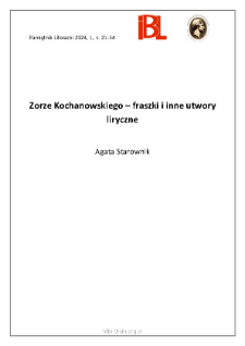 Zorze Kochanowskiego &ndash; fraszki i inne utwory liryczne