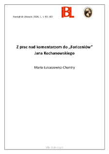 Z prac nad komentarzem do &bdquo;Foriceni&oacute;w&rdquo; Jana Kochanowskiego