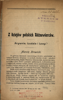 Z dziejów polskich Różnowierców : Aryanie. Ludzie i Losy. Marcin Krowicki