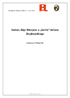 Szatan, Bóg i Mesjasz : o "Sarnie" Juliana Stryjkowskiego