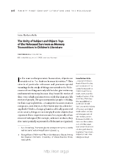 The Unity of Subject and Object: Toys of the Holocaust Survivors as MemoryTransmitters in Children&rsquo;s Literature