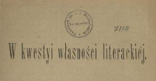W kwestyi własności literackiej