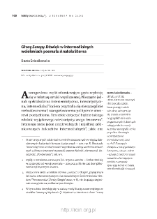 Głosy "Europy" &ndash; dźwięk w intermedialnych wcieleniach poematu Anatola Sterna