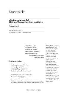 &bdquo;Olśniewająca ortografia&rdquo;.Dickinson, Thoreau, Cummings i radość głosu