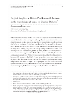 English laughter in Polish. Problems with humour in the translations of worksby Charles Dickens