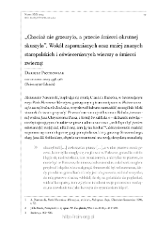 &bdquo;Chociaż nie grzeszyło, a przecie śmierci okrutnej skuszyło&rdquo;. Wok&oacute;ł zapomnianych oraz mniej znanych staropolskich i oświeceniowych wierszy o śmierci zwierząt.