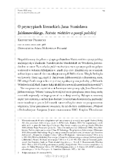 O pryncypiach literackich Jana Stanisława Jabłonowskiego. "Notata niektóre o poezji polskiej".