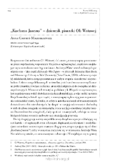 „Kochana Joanno” – dziennik pisarski Oli Watowej.
