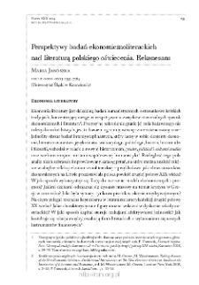 Perspektywy badań ekonomicznoliterackich nad literaturą polskiego oświecenia. Rekonesans.