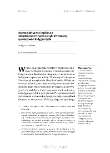 Kosmopolityczne implikacje nieantropocentrycznej etyki zwierzęcej społeczności indygennych