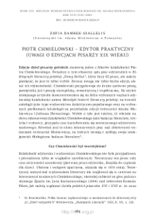 Piotr Chmielowski – edytor praktyczny (uwagi o edycjach pisarzy XIX wieku)
