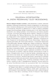 Polifonia intertekstów w „Pieśni przerwanej” Elizy Orzeszkowej