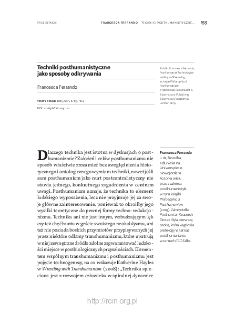 Techniki posthumanistyczne jako sposoby odkrywania.