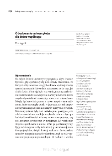 O budowaniu uniwersytetu dla dobra wspólnego.