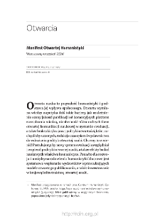 Manifest Otwartej Humanistyki.Warszawa, wrzesień 2024.