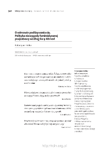 O odmowie podlizywania się. Polityka niewygody feministycznej psujzabawy według Sary Ahmed.