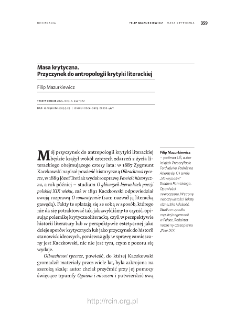 Masa krytyczna. Przyczynek do antropologii krytyki literackiej.