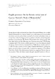 Fragile presence. On the floristic-verbal note of Cyprian Norwid's "Book of memorabilia".