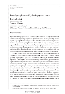 Interdyscyplinarność jako krytyczna teoria liminalności.