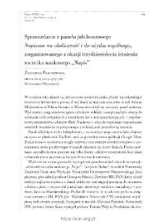 Sprawozdanie z jubileuszowego panelu &bdquo;Napisu&rdquo; .