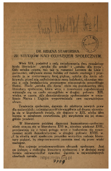 Ze studj&oacute;w nad obrazkiem społecznym