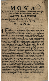 Mowa Przy Limicie J. O. Trybunału Koronnego Lubelskiego dnia Dwudziestego Grudnia Roku 1756. w Lublinie