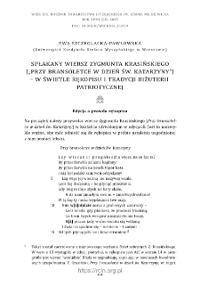 Spłakany wiersz Zygmunta Krasińskiego ["Przy bransoletce w dzień św. Katarzyny"] - w świetle rękopisu i tradycji biżuterii patriotycznej.
