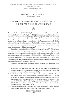 Zygmunt Krasiński w monograficznym ujęciu Tadeusza Grabowskiego.