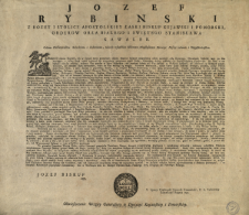 Obwieszczenie Wizyty Generalney w Diecezyi Kujawskiey i Pomorskiey : [Datum] Dan w Warszawie dnia 20. Miesiąca Stycznia Roku Pańskiego 1779 ...