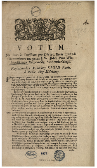 Votum Na Senatus Consilium pro Die 25. 8bris 1762di Determinowane