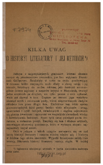 Kilka uwag o historyi literatury i jej metodzie