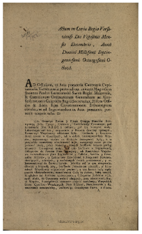 Actum in Curia Regia Varsaviensi Die Vigesima Mensis Decembris, Anno Domini Millesimo Septingentesimo Octuagesimo Octavo : [Incipit:] 15to. Gwardye Konne y Piesze Oboyga Narod&oacute;w Konstytucyą Roku Tysiąc, Siedmset, Sześćdziesiąt Czwartego, pod Kommendę Nas Kr&oacute;la oddane ...