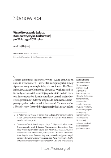Wsp&oacute;łtworzenie świata. Komparatystyka (kulturowa) po 24 lutego 2022 roku.