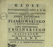 Głosy Do Nayiasnieyszego Pana P.N.M. Od Trybunału Koronnego Piotrkowskiego