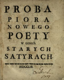 Proba Piora Nowego Poety w trzech Starych Satyrach