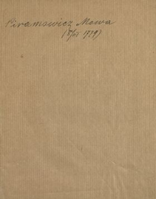 Mowa W Dzien Rocznicy Otwarcia Towarzystwa Do Ksiąg Elementarnych Na Sessyi Dnia 8. Marca Roku 1779
