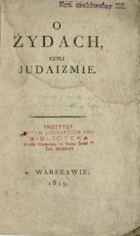 O Żydach czyli judaizmie