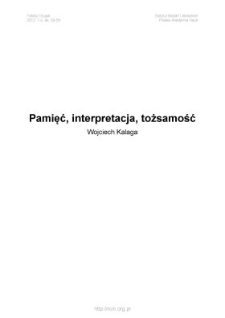 Pamięć, interpretacja, tożsamość