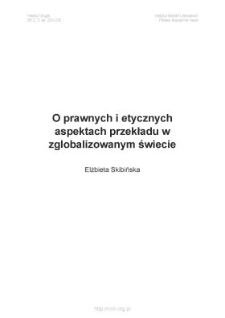 O prawnych i etycznych aspektach przekładu w zglobalizowanym świecie