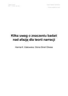 Kilka uwag o znaczeniu badań nad afazją dla teorii narracji