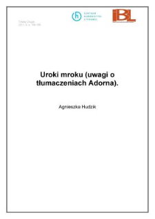 Uroki mroku (uwagi o tłumaczeniach Adorna)