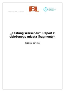 Festung Warschau. Raport z&nbsp;oblężonego miasta (fragmenty)