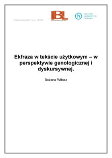 Ekfraza w tekście użytkowym &ndash; w perspektywie genologicznej i dyskursywnej