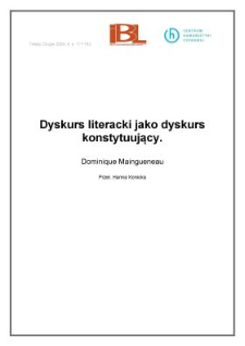 Dyskurs literacki jako dyskurs konstytuujący