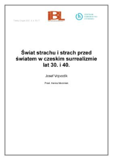 Świat strachu i strach przed światem w czeskim surrealizmie lat trzydziestych i czterdziestych