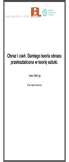 Obraz i cień. Dantego teoria obrazu przekształcona w teorię sztuki