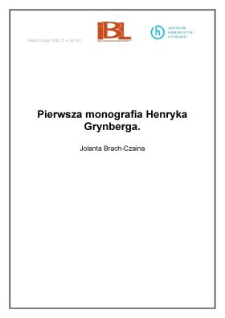 Pierwsza monografia Henryka Grynberga