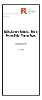 Baśka, Barbara, Barbarita…Exile in Postwar Polish Women’s Prose