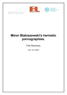 Miron Białoszewski’s hermetic pornographies