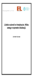 Libido sciendi w Instytucie. Kilka uwag w sprawie edukacji